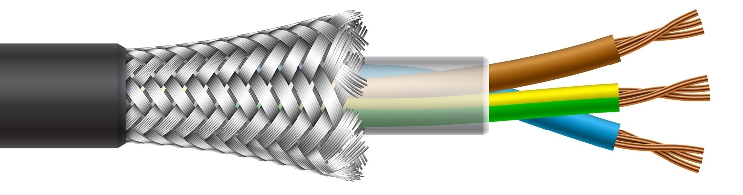 Power multicore cable structure. Vector illustration. Cable Harness Shielding